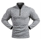 Men's Marl Stand-Collar Quarter-Zip Pullover. Marl texture.