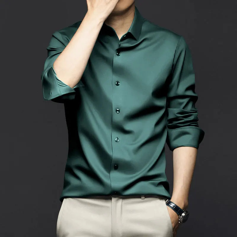 Men's Smooth Cotton-Blend Poplin Shirt. Cotton, rayon and polyester blend poplin.