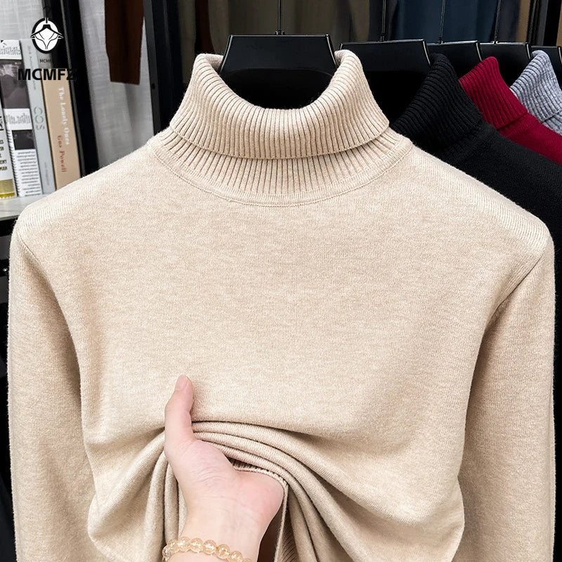 Men's Relaxed Folded Roll-Neck Jumper. Folded ribbed roll neck.
