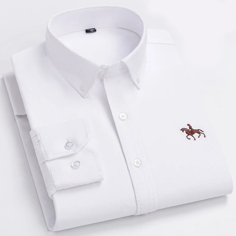 Men's Cotton Oxford Shirt in Plain, Stripe & Check. Oxford cotton fabric.
