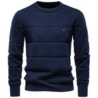 Men's Ribbed Panel Crew-Neck Jumper. Textured ribbed knit panels.