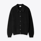 Men's Ribbed Shirt-Collar Cardigan. Pointed collar and button-through front.