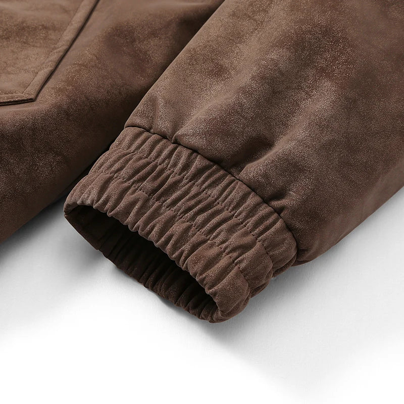 Men's Suede-Look Snap-Collar Zip Jacket. Suede-look surface.