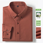 Men's Fine-Stripe Cotton Button-Down Shirt. 100% cotton.