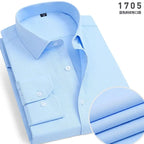 Men's Classic Stripe & Plain Pocket Shirt. Cotton-polyester blend.