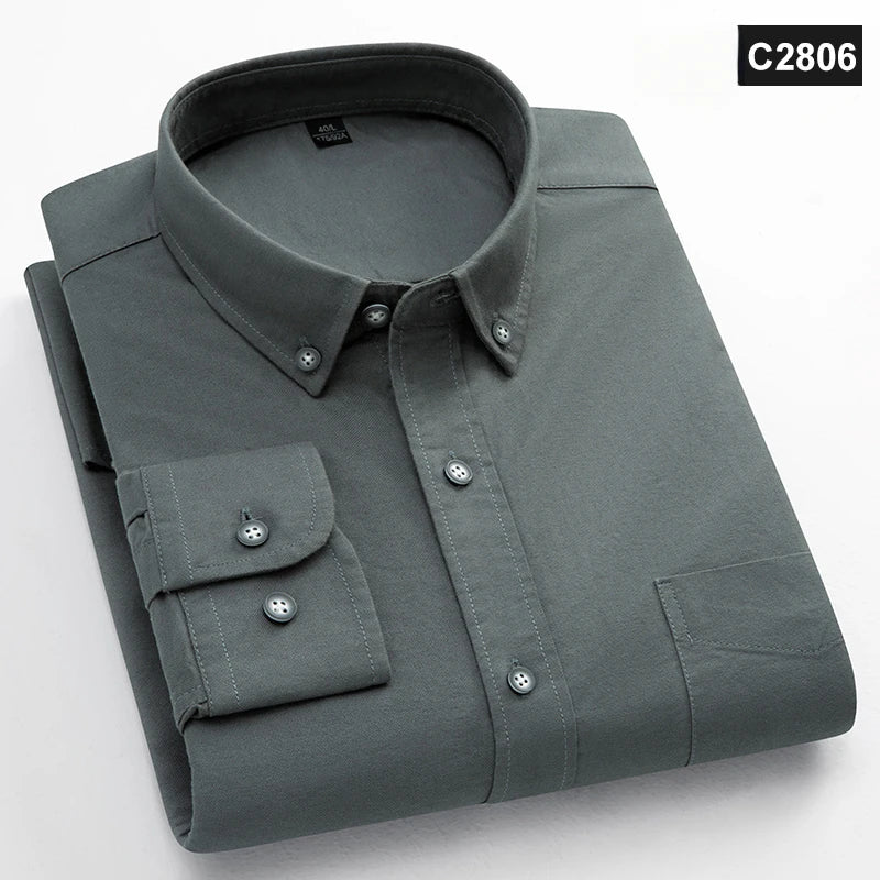 Men's Plain Cotton Oxford Shirt With Chest Pocket. 100% cotton Oxford fabric.