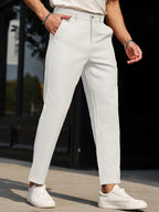 Men's Slim Ankle-Length Dress Trousers. Polyester fabric.