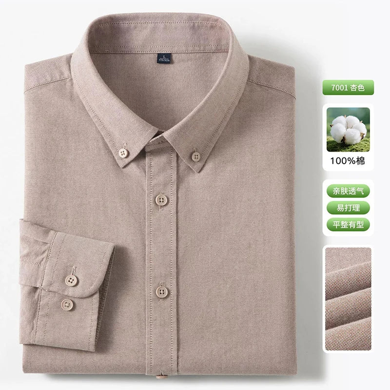 Men's Fine-Stripe Cotton Button-Down Shirt. 100% cotton.