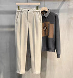 Men's Textured Straight-Leg Pleated Trousers. Textured finish on the pleated colour options.
