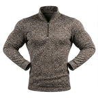 Men's Marl Stand-Collar Quarter-Zip Pullover. Marl texture.