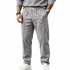 Men's Textured Tapered Drawstring Trousers. Textured finish.
