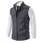 Men's Zip-Through Knit Vest. Sleeveless knitted design.