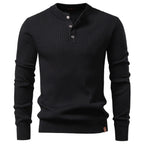 Men's Ribbed Three-Button Henley Knit. Henley neckline with three-button placket.