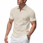 Men's Waffle Open-Collar Polo Shirt. Waffle texture.