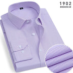 Men's Classic Stripe & Plain Pocket Shirt. Cotton-polyester blend.