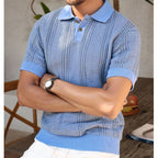 Men's Textured Short-Sleeve Knit Polo. Textured knit finish.