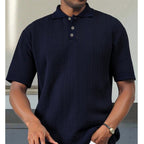 Men's Textured Short-Sleeve Knit Polo. Textured knit finish.