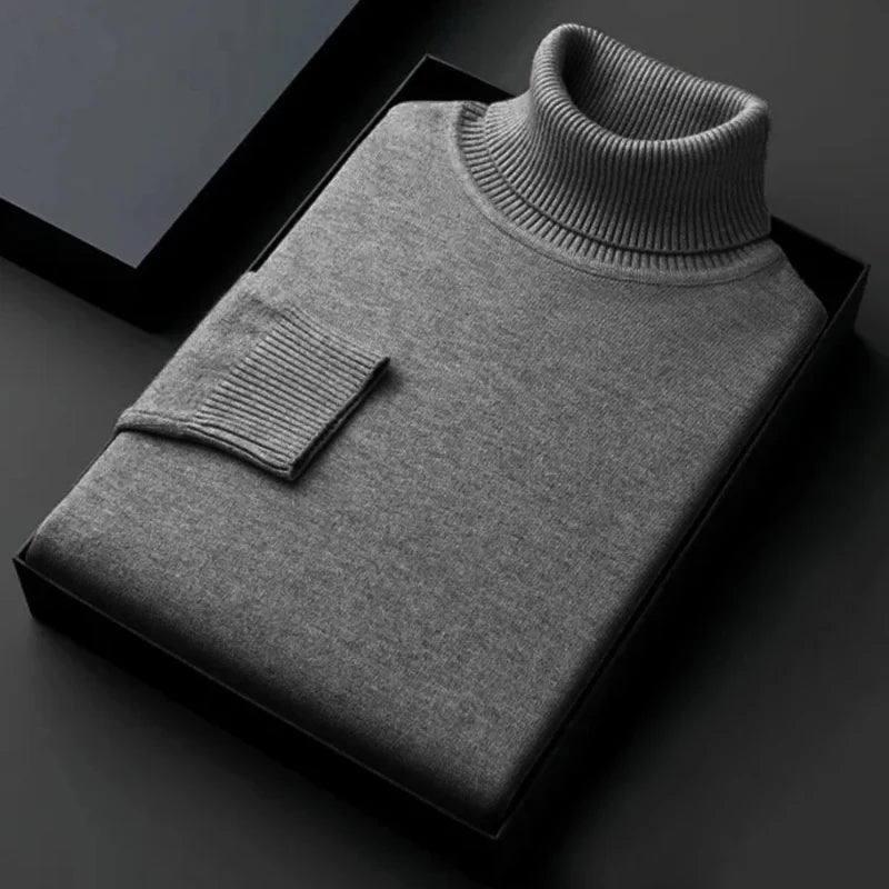 Men's Essential Ribbed Roll-Neck Jumper. Folded ribbed roll neck.