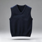 Men's Rib-Trim V-Neck Knit Vest. Sleeveless pullover design.