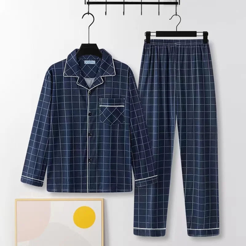 Men's Classic Cotton Shirt & Trouser Pyjamas. Cotton fabric.