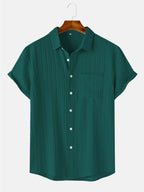 Men's Textured Short-Sleeve Button Shirt. Textured finish.