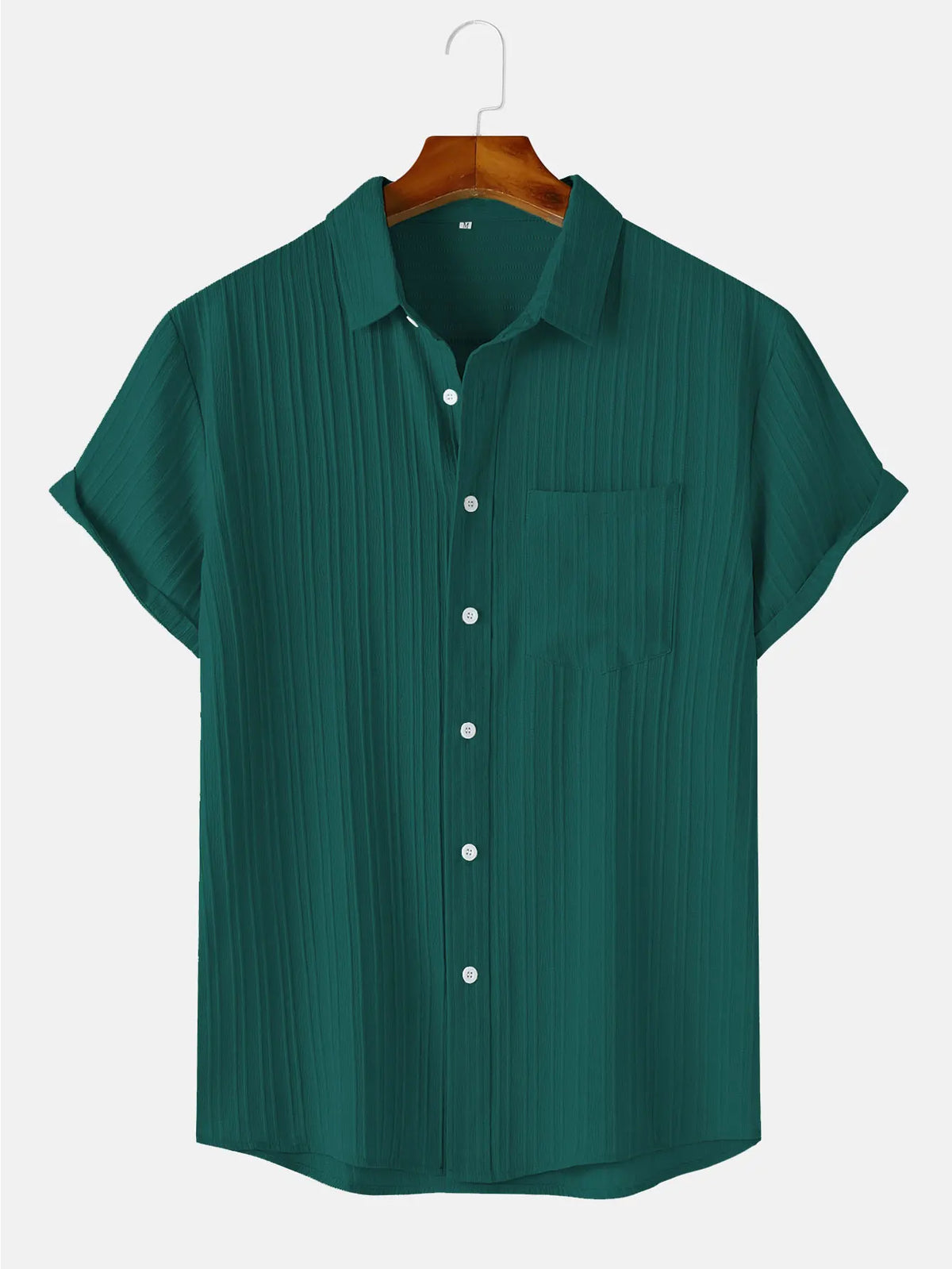 Men's Textured Short-Sleeve Button Shirt. Textured finish.
