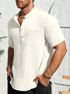 Men's Lightweight Short-Sleeve Pocket Henley. Lightweight textured finish.