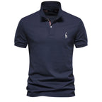 Men's Pique Polo With Giraffe Embroidery. Piqué texture.