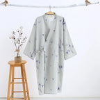 Men's Patterned Cotton Gauze Robe. Cotton gauze.