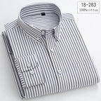Men's Cotton Check & Stripe Button-Down Shirt. Button-down collar and button front.