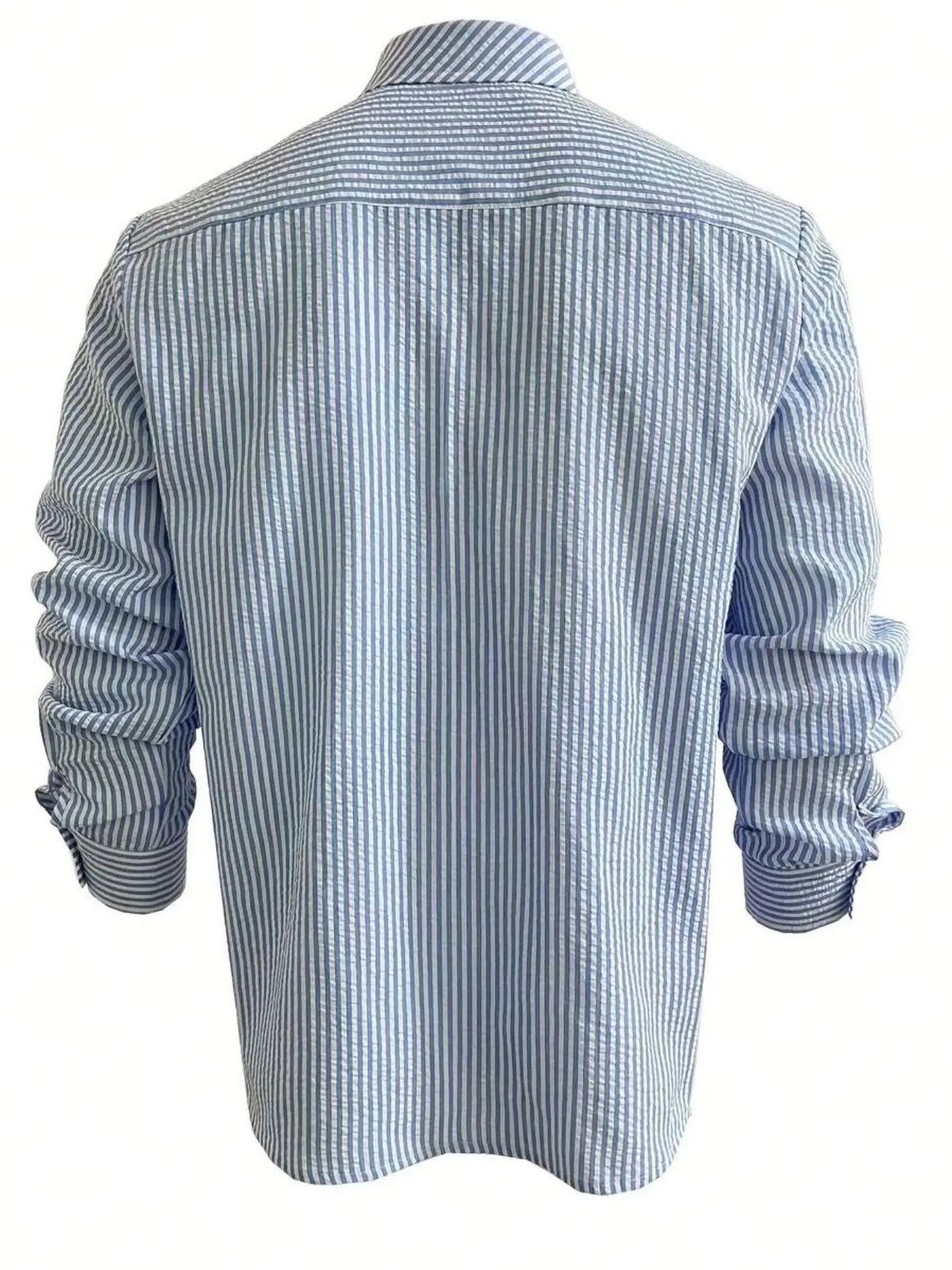 Men's Textured Long-Sleeve Stripe Shirt. Textured striped finish.