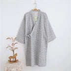 Men's Patterned Cotton Gauze Robe. Cotton gauze.