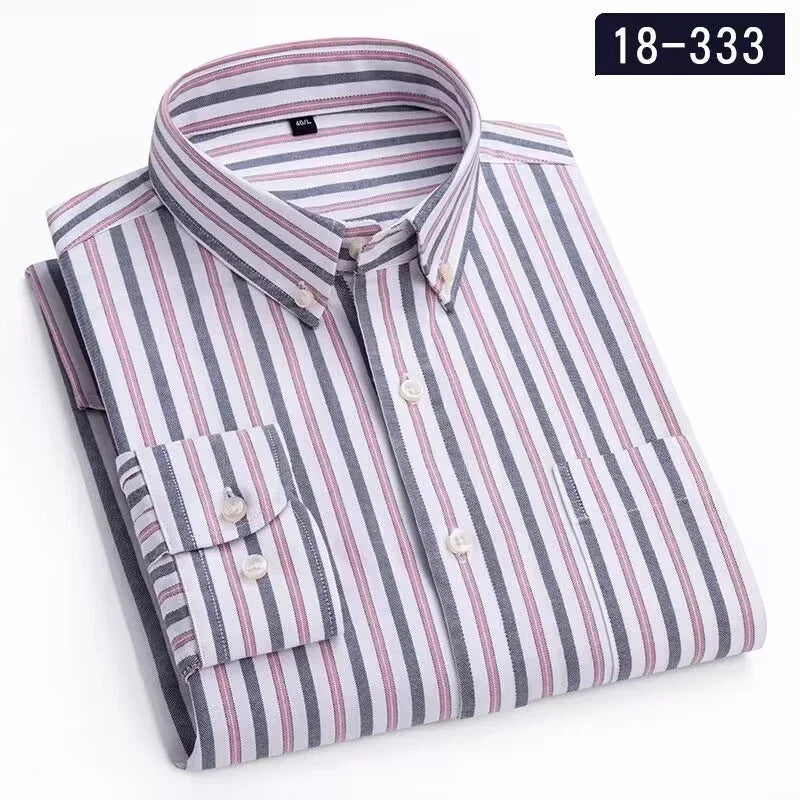 Men's Cotton Stripe & Check Collar Shirt. 100% cotton.