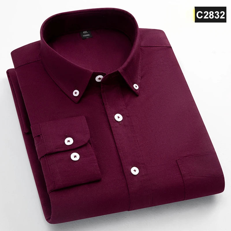 Men's Plain Cotton Oxford Shirt With Chest Pocket. 100% cotton Oxford fabric.