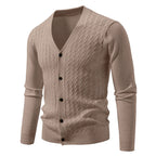 Men's Cable-Knit V-Neck Cardigan. Cable-knit texture.