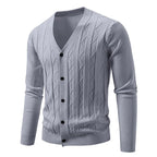 Men's Textured V-Neck Button Cardigan. V-neck and button-through front.