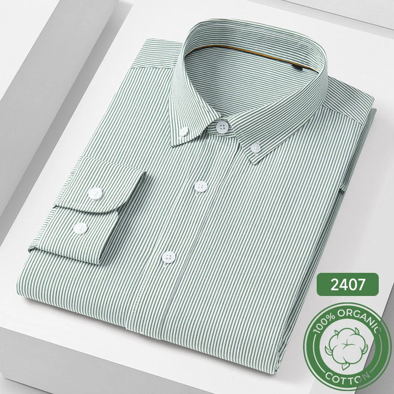 Men's Cotton Fine-Stripe & Check Shirt. 100% cotton.