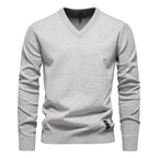 Men's Cotton-Blend V-Neck Jumper. 95% cotton, 5% elastane.
