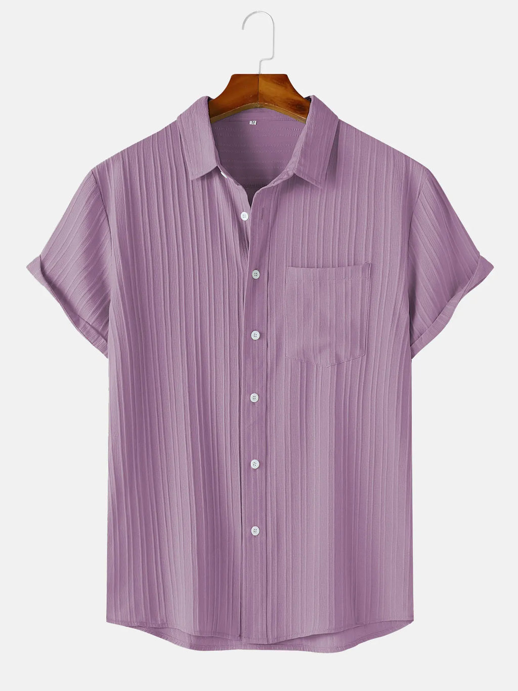 Men's Textured Short-Sleeve Button Shirt. Textured finish.
