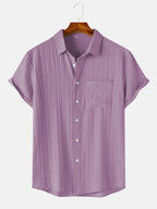 Men's Textured Short-Sleeve Button Shirt. Textured finish.