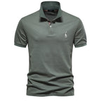 Men's Pique Polo With Giraffe Embroidery. Piqué texture.
