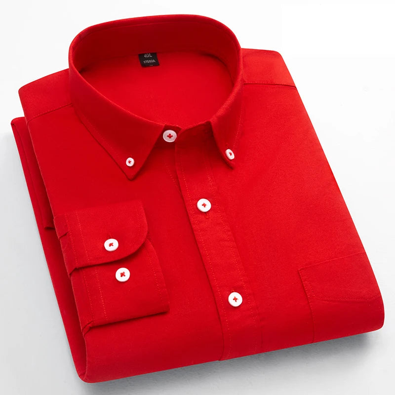 Men's Plain Cotton Oxford Shirt With Chest Pocket. 100% cotton Oxford fabric.