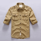 Men's Washed Cotton Safari Jacket. Button front and point collar.