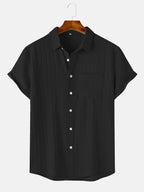 Men's Textured Short-Sleeve Button Shirt. Textured finish.
