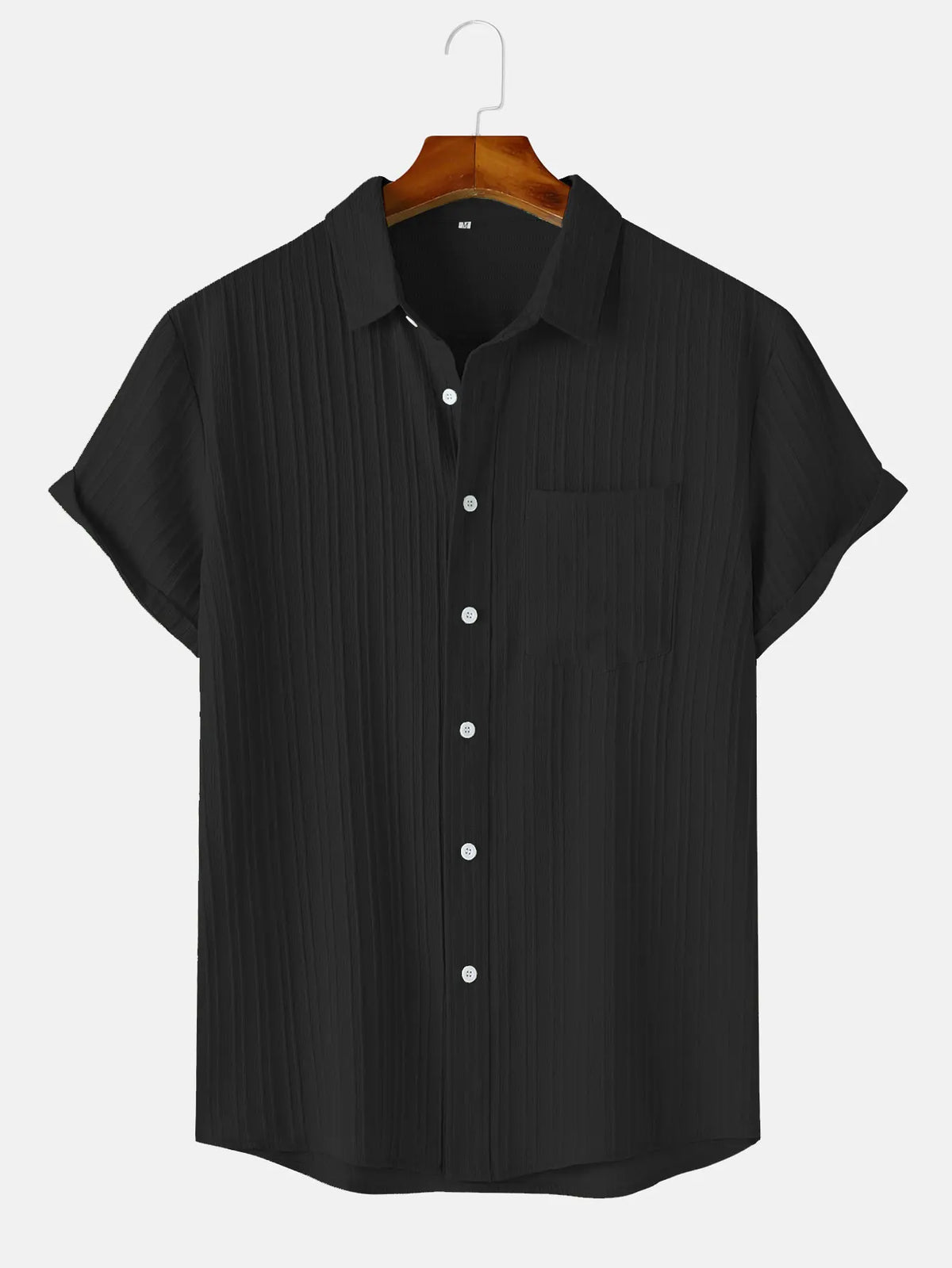 Men's Textured Short-Sleeve Button Shirt. Textured finish.