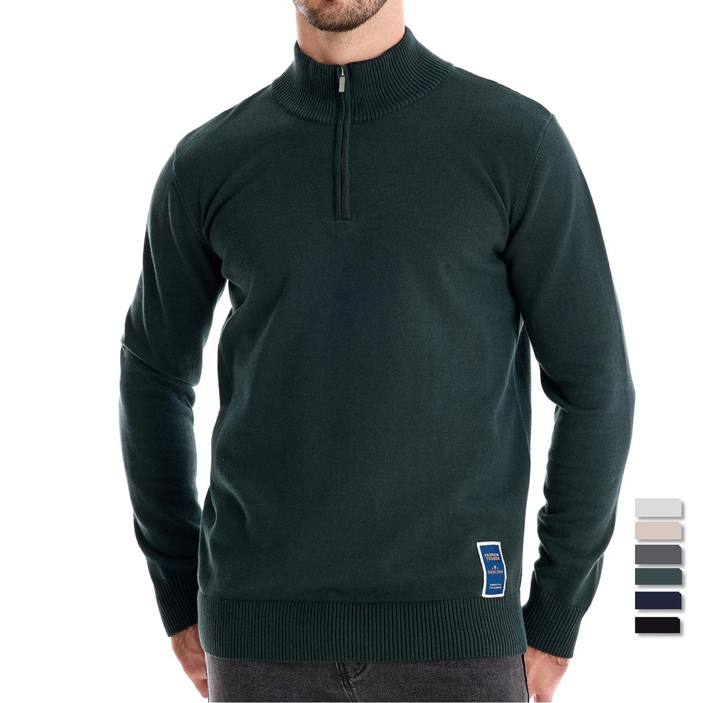 Men's Cotton-Blend Quarter-Zip Jumper. 95% cotton, 5% elastane.