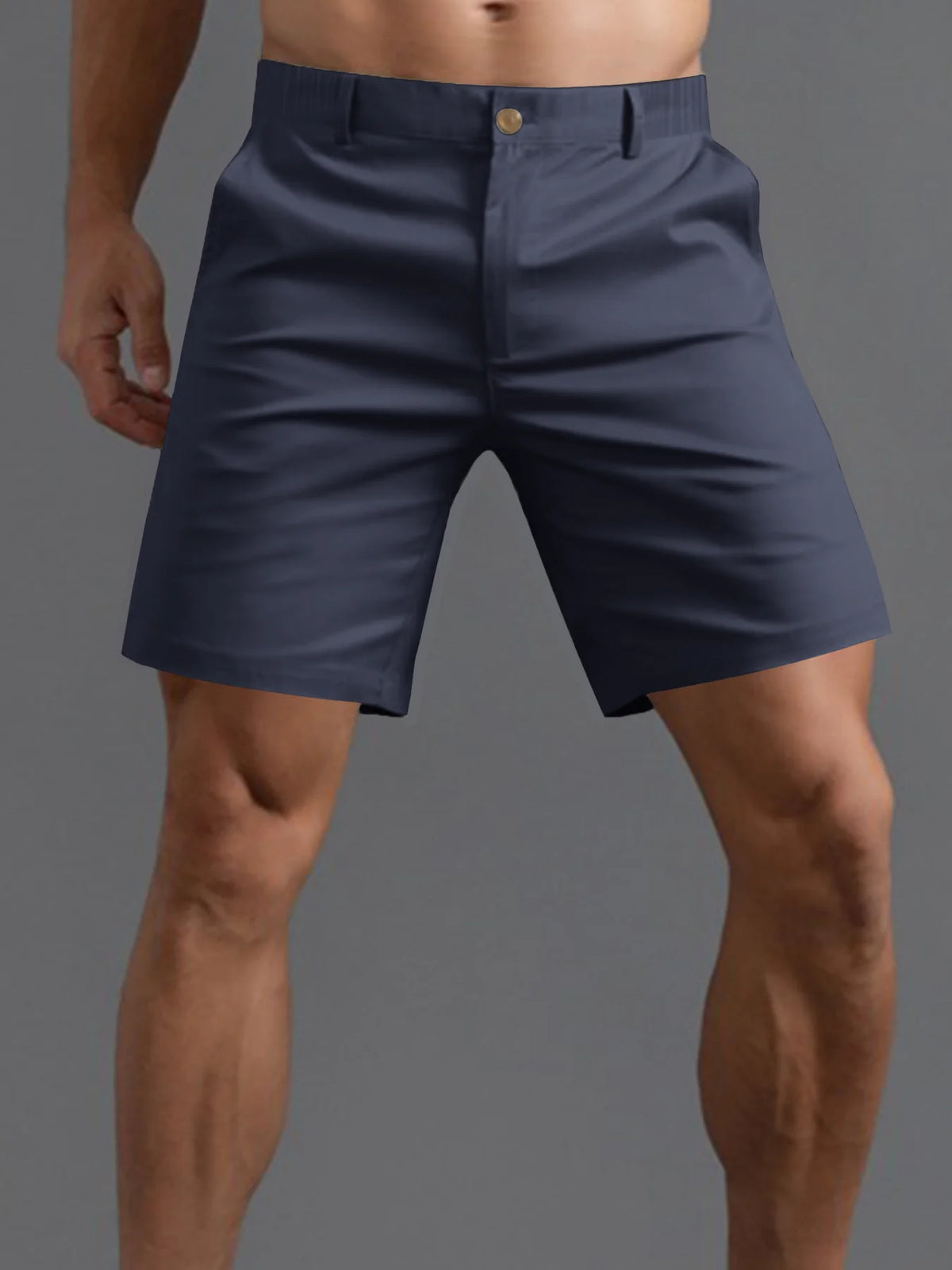 Men's Classic Flat-Front Chino Shorts. Plain chino shape.