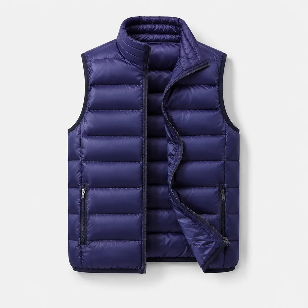 Men's Lightweight Narrow-Quilted Gilet. Narrow horizontal quilting.