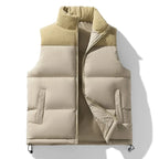 Men's Cord-Panel Puffer Gilet. Cord-textured yoke and collar.
