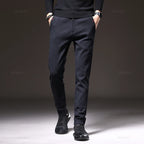 Men's Textured Smart Stretch Trousers. Polyester blend with viscose, nylon, cotton and elastane.